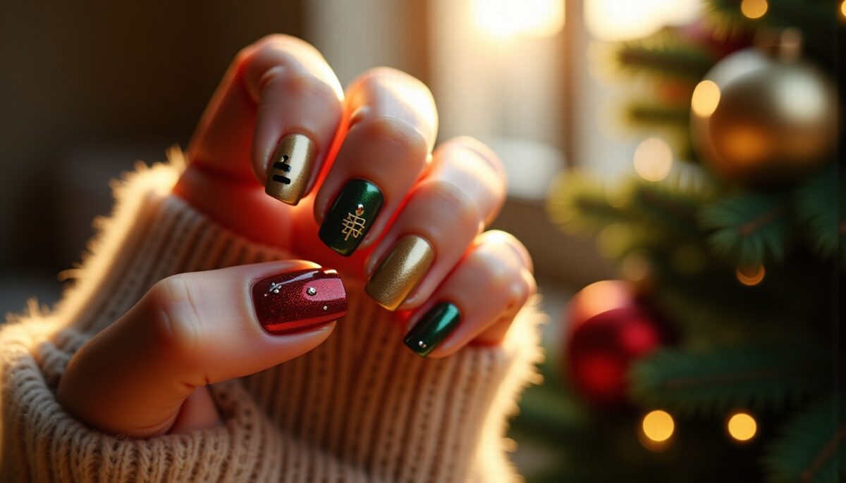 Inspirations chic et festives pour des ongles de Noël élégants